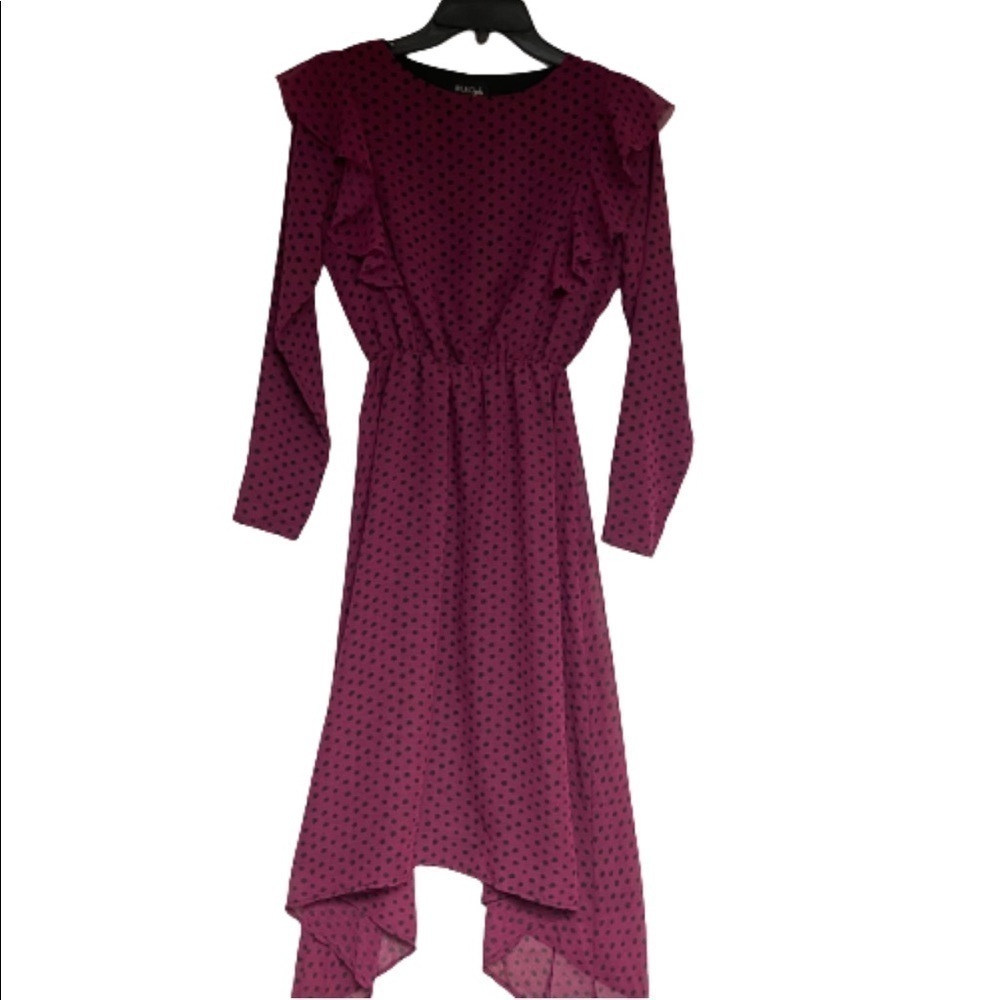 Wukogals Willow Chiffon Asymmetrical Dress Merlot - Picture 12 of 12